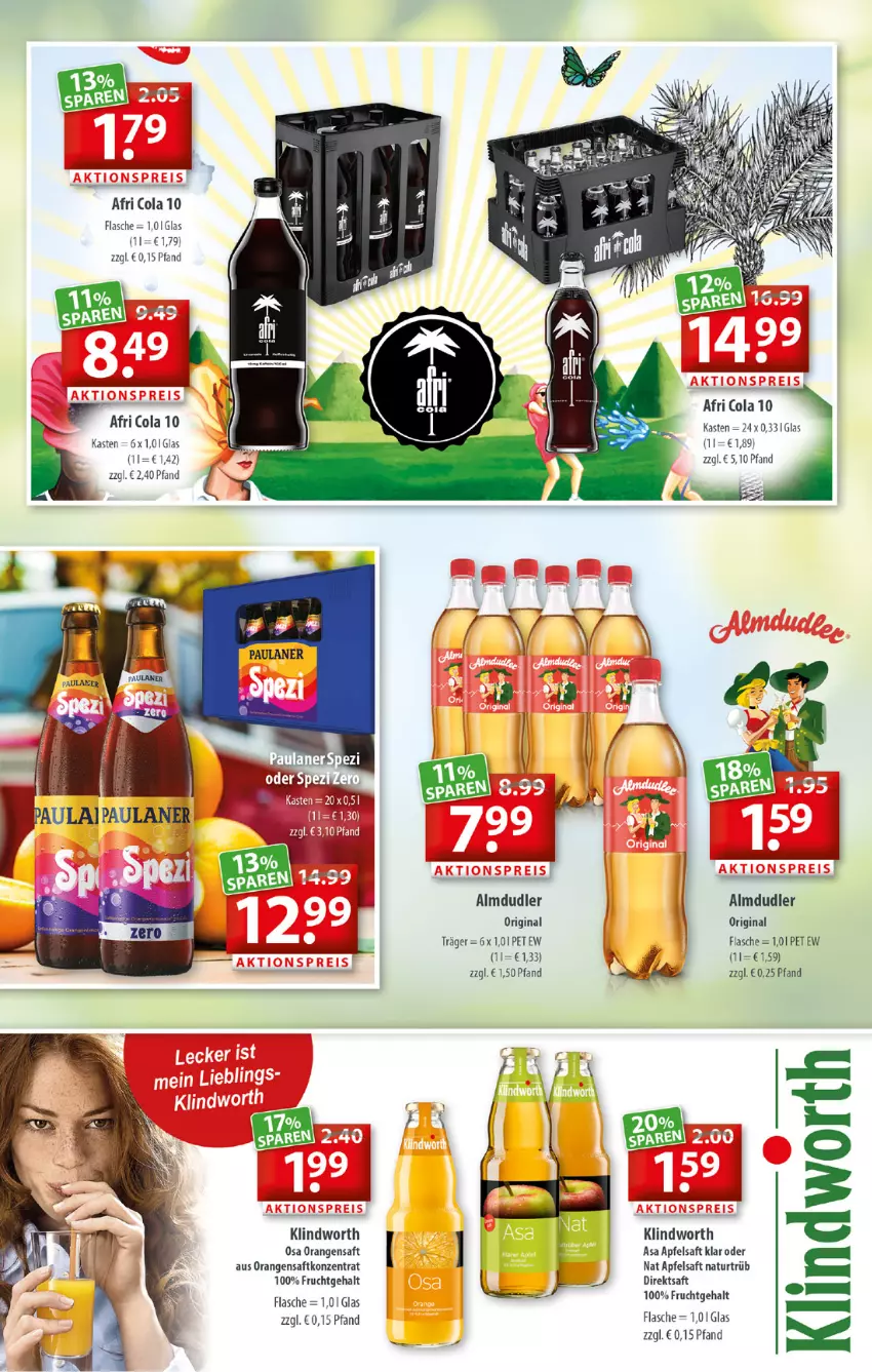 Aktueller Prospekt Getraenkeland - von 13.06 bis 25.06.2022 - strona 8 - produkty: Afri Cola, almdudler, apfel, apfelsaft, cola, direktsaft, flasche, frucht, gin, natur, orange, orangen, orangensaft, saft