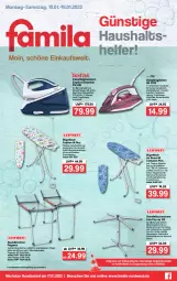 Gazetka promocyjna Famila - Prospekte - Gazetka - ważna od 15.01 do 15.01.2022 - strona 1 - produkty: angebot, asus, Bau, Brei, bügel, Bügeleisen, Bügelstation, bügeltisch, dampfbügeleisen, dampfbügelstation, eis, elle, leine, Reinigung, reis, steckdose, teller, Ti, tisch, Trockner, wäscheschirm, wäschespinne, wasser