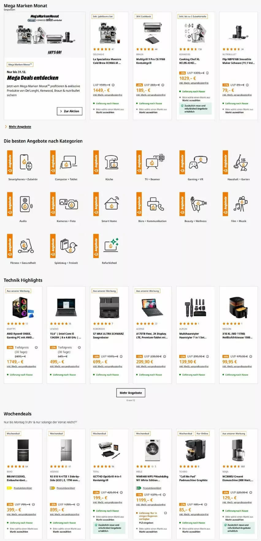 Aktueller Prospekt Saturn - Prospekte - von 27.12.2025 bis 10.01.2026 - strona 2 - produkty: angebot, angebote, Bau, braun, computer, De'Longhi, decke, delonghi, einbauherd, einbauherdset, ente, fritteuse, Gaming PC, Garten, Gesundheit, grill, Heißluftfritteuse, herdset, Intel, kamera, Kameras, kontaktgrill, kraft, küche, lenovo, medion, miele, ndk, pute, rel, rum, ryzen, Saugroboter, smartphone, smartphones, smoothie, spielzeug, tablet, Ti, Tiere, uhr, versandkostenfrei