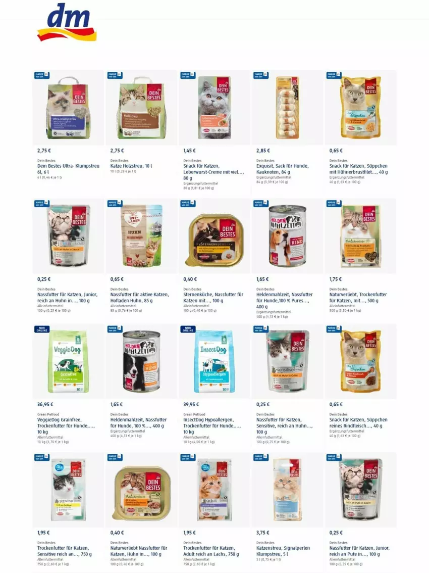 Aktueller Prospekt Dm Drogerie - Prospekte - von 13.01 bis 19.01.2022 - strona 10 - produkty: alleinfuttermittel, creme, eis, fleisch, Holz, hühner, Katzenstreu, klumpstreu, küche, lachs, leberwurst, nassfutter, natur, perlen, pute, rind, rindfleisch, sac, Signal, snack, Ti, trockenfutter, veggie, wurst