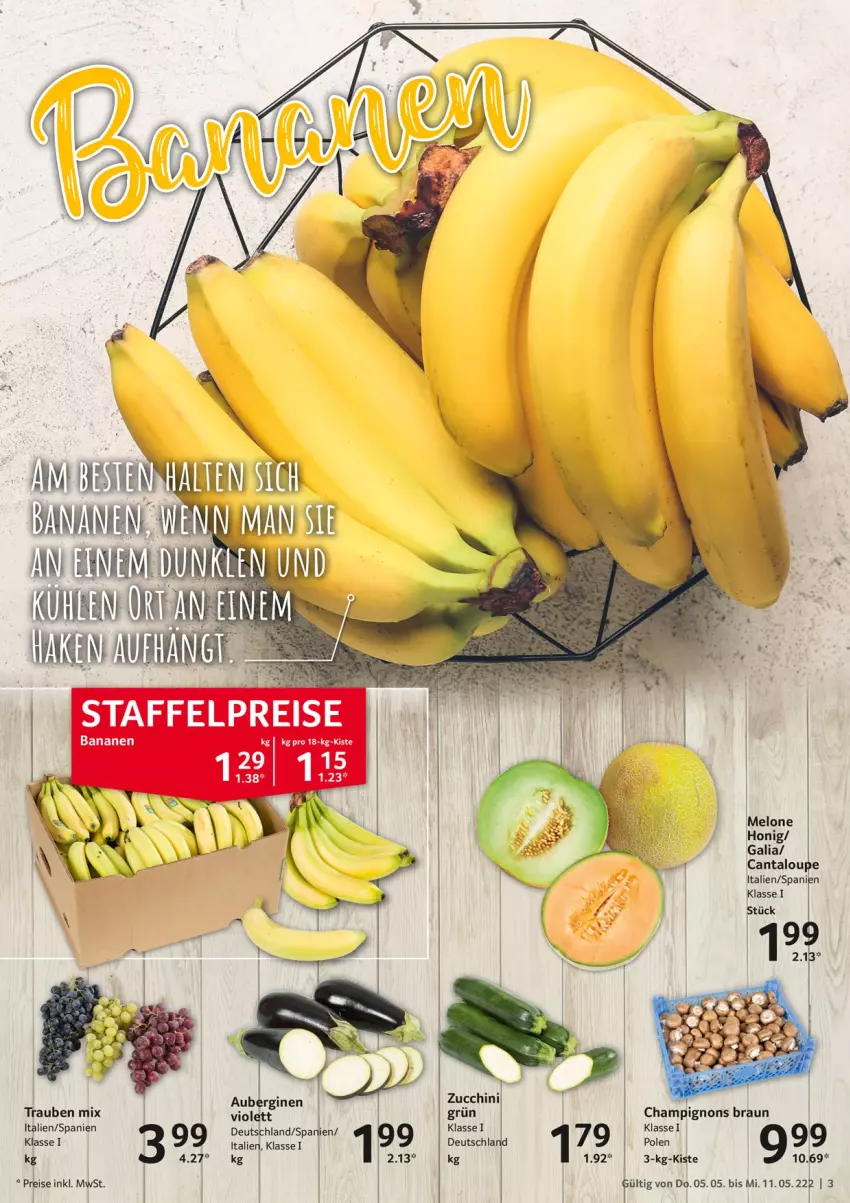 Aktueller Prospekt Selgros - Food - von 05.05 bis 11.05.2022 - strona 3 - produkty: banane, bananen, eis, reis, trauben, zucchini