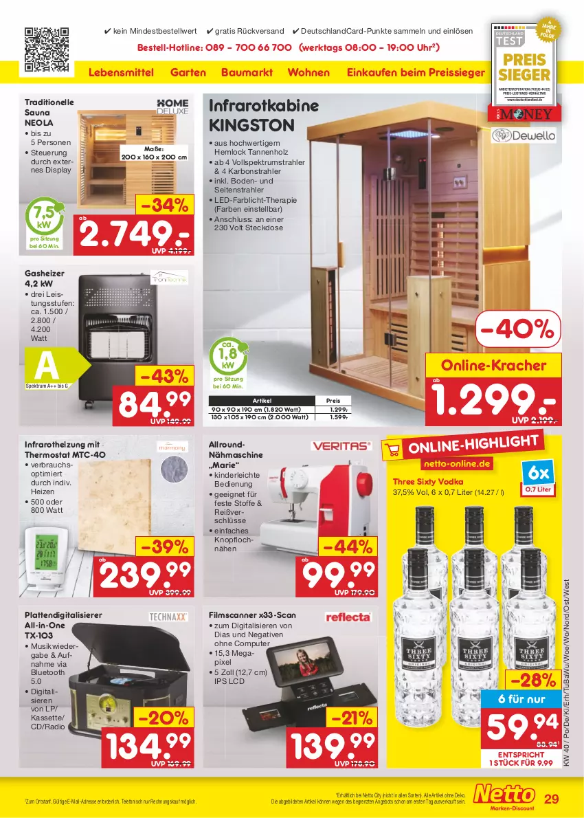 Aktueller Prospekt Netto Marken-Discount - Filial-Angebote - von 02.10 bis 07.10.2023 - strona 31 - produkty: angebot, Bau, computer, deutschlandcard, eis, elle, Garten, Holz, Kinder, Kingston, kracher, latte, lebensmittel, Nähmaschine, pute, Radio, Rauch, reis, reiss, rum, Scanner, Spektrum, steckdose, telefon, thermostat, Three Sixty, Ti, uhr, vodka, ZTE