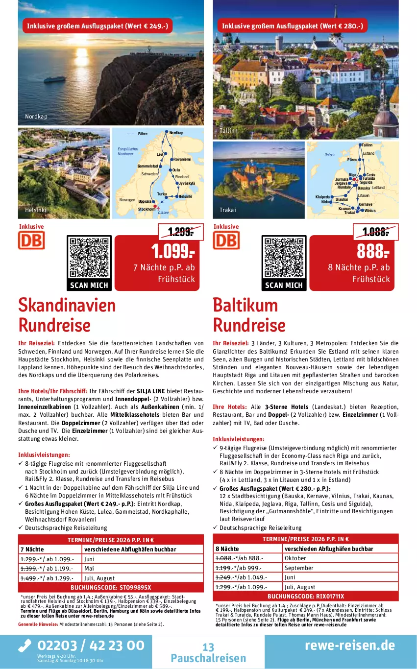 Aktueller Prospekt Rewe Reisen - Reiseprospekt - von 27.02 bis 27.03.2026 - strona 13 - produkty: Bad, Bau, buch, decke, deutschsprachige reiseleitung, dusche, eis, elle, inklusivleistungen, latte, leine, LG, Metro, Mode, natur, Nordsee, pflaster, reis, reiseverlauf, rel, rezept, rwe, Schal, Ti, uhr