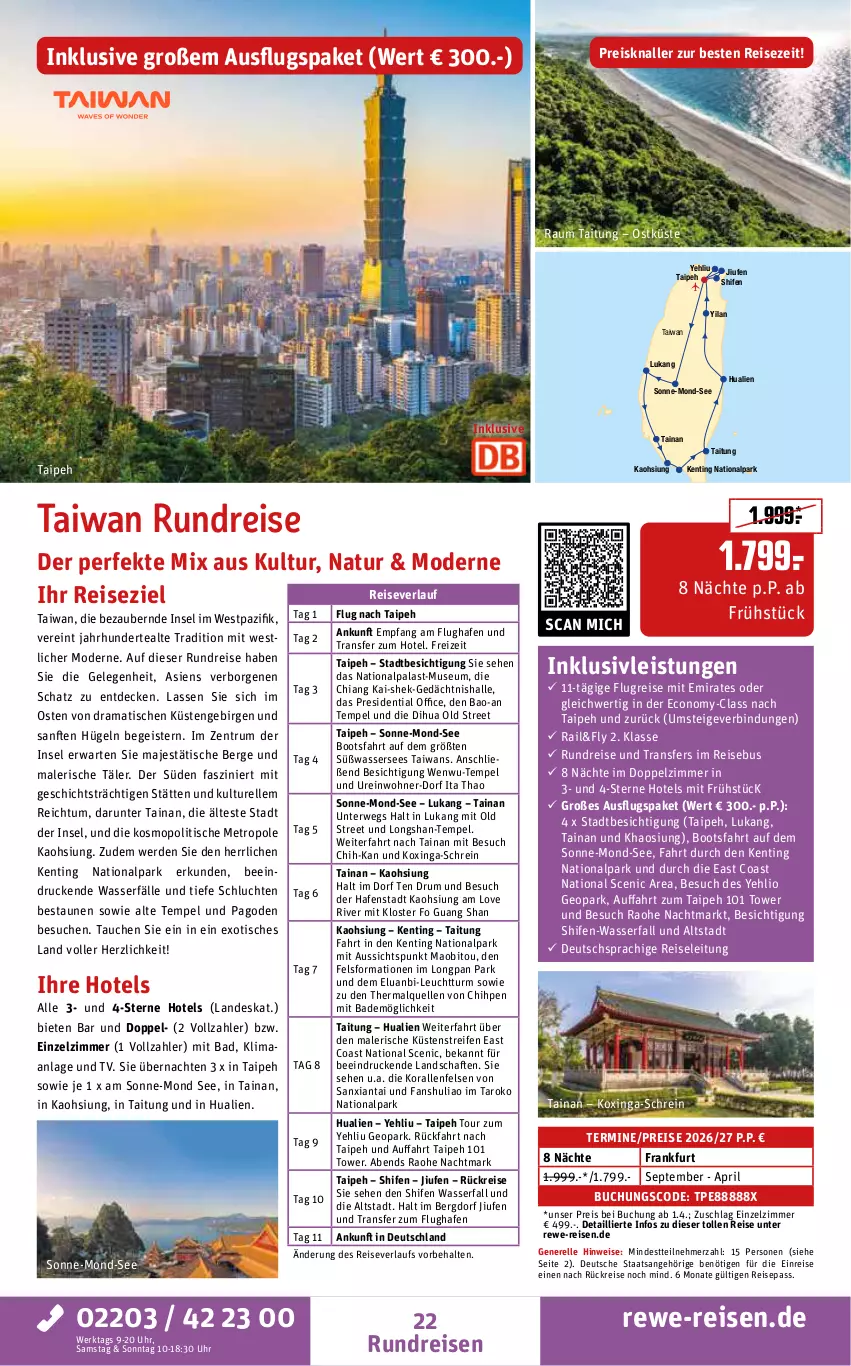 Aktueller Prospekt Rewe Reisen - Reiseprospekt - von 27.02 bis 27.03.2026 - strona 22 - produkty: Bad, buch, chia, decke, deutschsprachige reiseleitung, eis, elle, erde, HP, inklusivleistungen, Metro, Mode, natur, office, Pago, pril, rama, reifen, reis, reiseverlauf, rel, rum, rwe, Ti, tisch, uhr, wasser