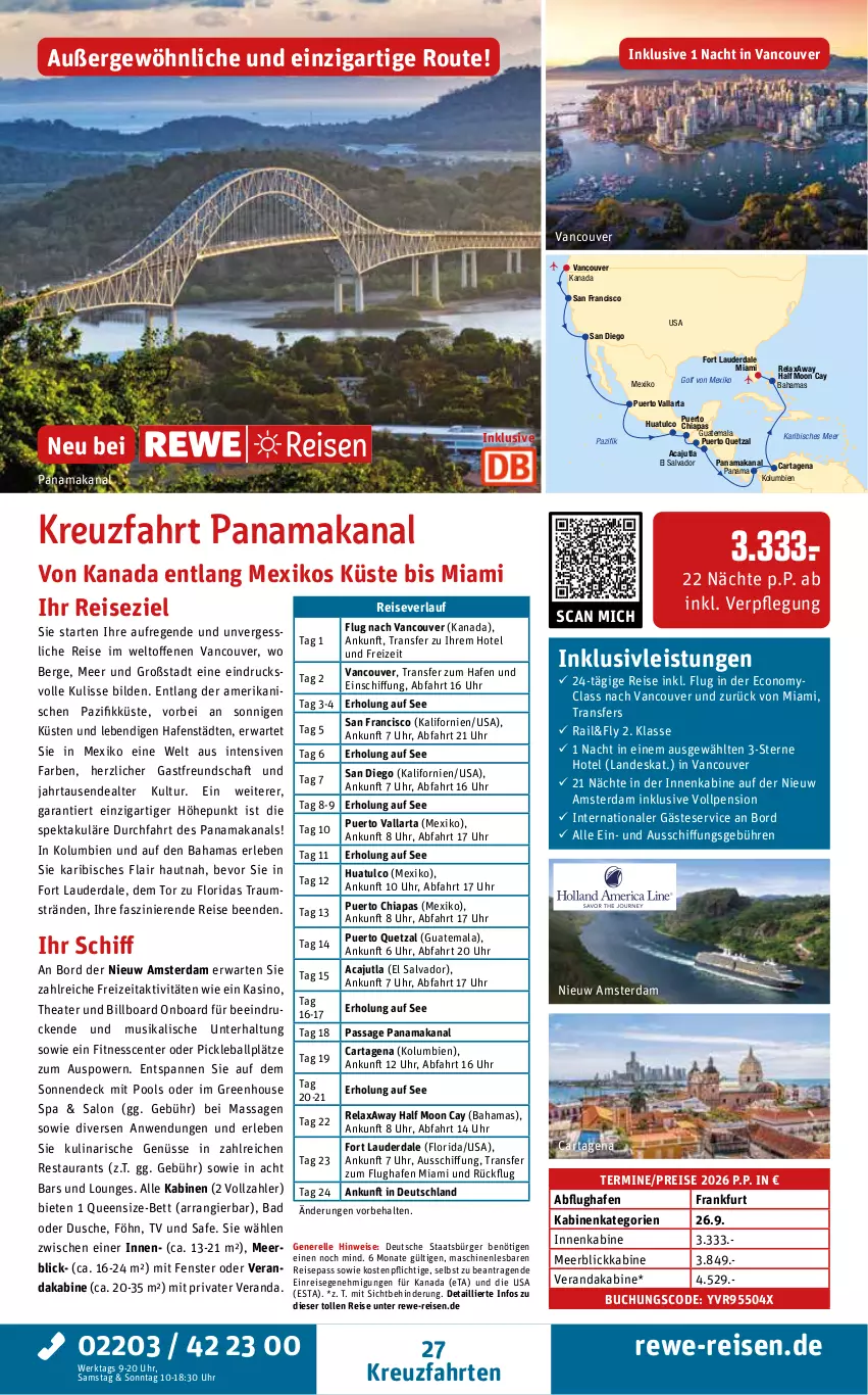 Aktueller Prospekt Rewe Reisen - Reiseprospekt - von 27.02 bis 27.03.2026 - strona 27 - produkty: Bad, ball, bett, buch, chia, dusche, eis, elle, ente, fenster, hama, inklusivleistungen, kreuzfahrten, meerblickkabine, pool, reis, reiseverlauf, rel, Thea, Ti, uhr