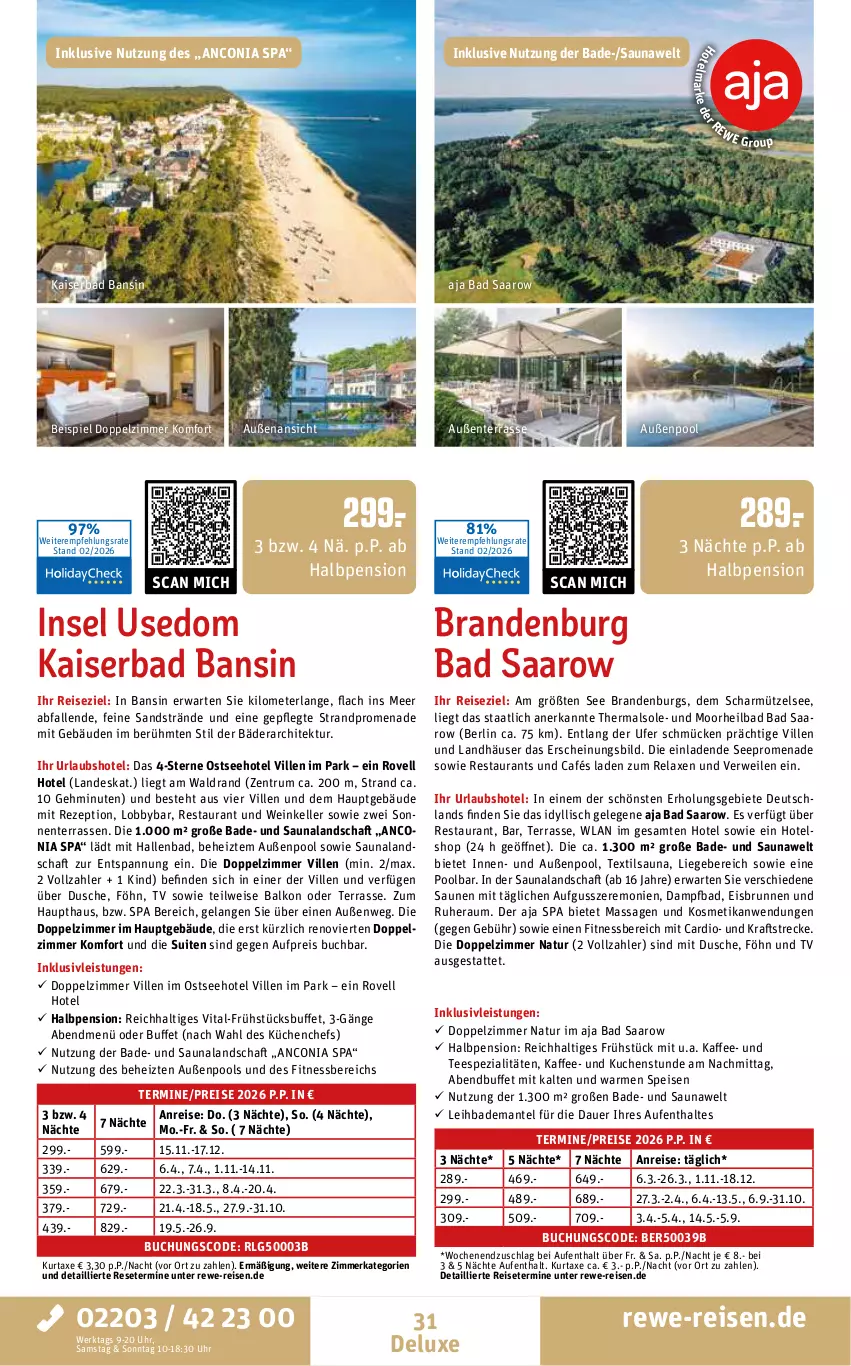 Aktueller Prospekt Rewe Reisen - Reiseprospekt - von 27.02 bis 27.03.2026 - strona 31 - produkty: auer, axe, Bad, Bademantel, brunnen, buch, dusche, eis, Elan, elle, ente, inklusivleistungen, kaffee, Kaiser, kosmetik, kraft, küche, kuchen, Küchen, kurtaxe, LG, Liege, Mantel, Mütze, natur, pool, reis, rel, rezept, rum, rwe, Spezi, tee, Ti, uhr, vita, wein, ZTE