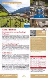 Gazetka promocyjna Rewe Reisen - Reiseprospekt - Gazetka - ważna od 27.03 do 27.03.2026 - strona 43 - produkty: angebot, angebote, auer, axe, Bad, Bademantel, Bau, bio, buch, dusche, E-Bike, eis, ente, Garten, gutschein, handtuch, Holz, inklusivleistungen, innenpool, Kinder, Kinderspiel, kosmetik, kurtaxe, lamm, LG, Liege, mab, mac, Mantel, Mode, natur, Ofen, pool, rama, reis, Ria, rwe, salat, Sport, Tasche, Ti, tuc, uhr, wellnessbereich, Whirlpool