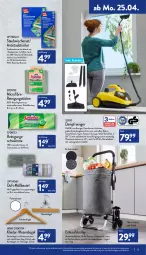 Gazetka promocyjna Aldi Nord - Aldi-Vorschau - Gazetka - ważna od 30.04 do 30.04.2022 - strona 13 - produkty: asti, auer, beutel, bügel, Clin, dampfreiniger, eis, fenster, flasche, gin, Heu, hose, hosen, kleid, kleider, kleiderbügel, müllbeutel, Optiwisch, quigg, reiniger, Reinigung, reinigungstücher, Ria, schnitten, spontex, Tasche, Ti, tisch, tragegriff, trolley, tücher, wasser, wassertank, ZTE