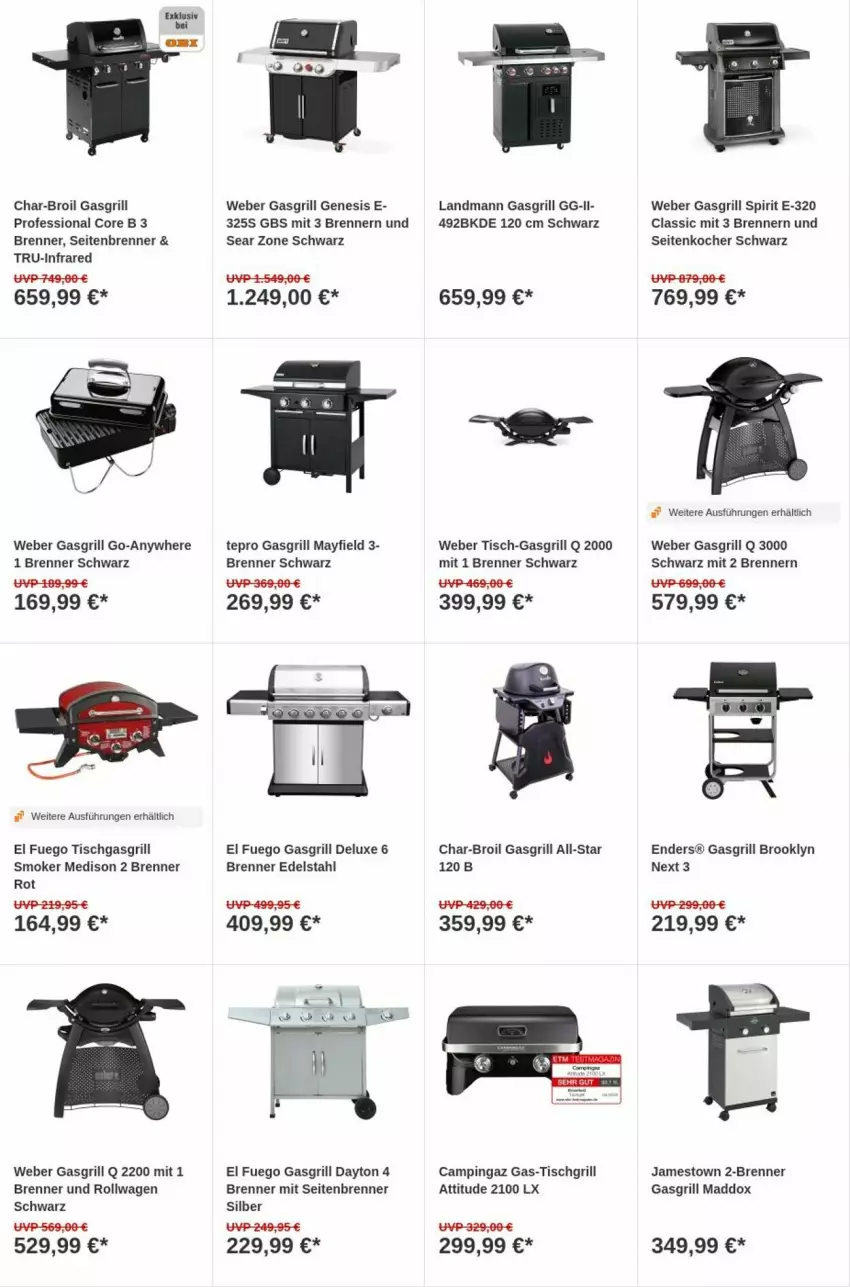 Aktueller Prospekt Obi - Prospekte - von 26.12.2024 bis 03.01.2025 - strona 18 - produkty: campingaz, char-broil, edelstahl, enders, gasgrill, grill, Kocher, pril, tepro, Ti, tisch, tischgrill, weber