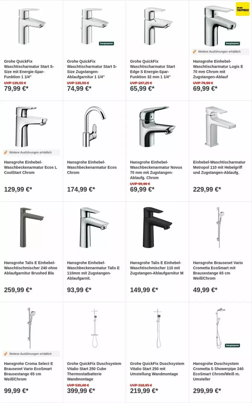 Aktueller Prospekt Obi - Prospekte - von 26.12.2024 bis 03.01.2025 - strona 2 - produkty: armatur, batterie, brause, elle, garnitur, grohe, hansgrohe, LG, Metro, Mett, teller, thermostat, Ti, tisch, vita, waschbecken, waschtisch, waschtischarmatur