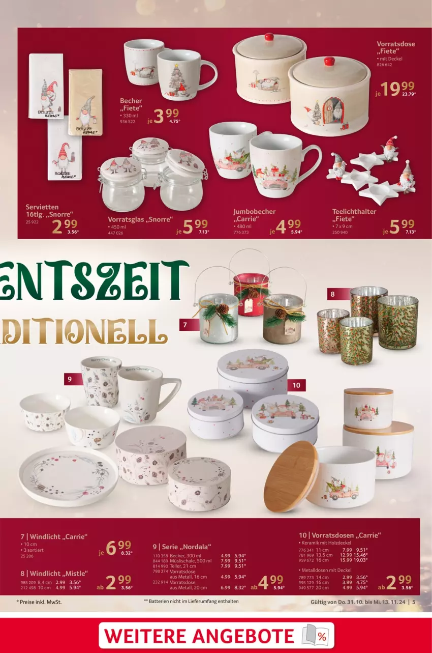 Aktueller Prospekt Selgros - Weihnachts-Dekoration - von 31.10 bis 13.11.2024 - strona 5 - produkty: angebot, angebote, batterie, batterien, Becher, decke, Deckel, eis, Holz, jumbo, reis, rum, Serviette, servietten, tee, Teelicht, teelichthalter, Ti, windlicht