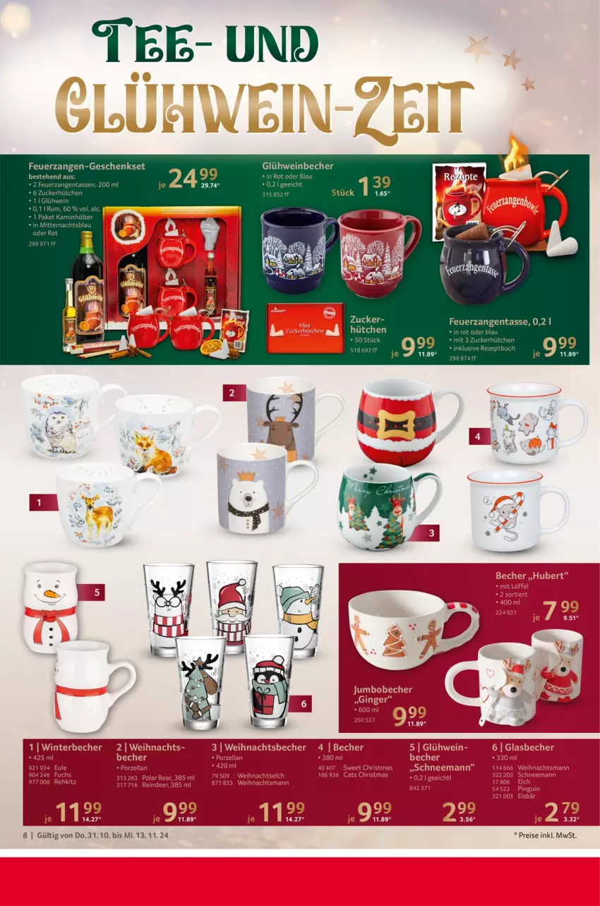 Aktueller Prospekt Selgros - Weihnachts-Dekoration - von 31.10 bis 13.11.2024 - strona 8 - produkty: Becher, buch, eis, elle, geschenkset, Glühwein, Kamin, reis, rezept, rum, tasse, tee, Ti, wein, Zangen, zucker