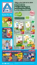 Gazetka promocyjna Aldi Nord - Von Montag - Gazetka - ważna od 20.04 do 20.04.2024 - strona 1 - produkty: aldi, Becher, beutel, bio, bio-joghurt, chips, decke, drink, eis, elle, fleisch, gin, hackfleisch, joghur, joghurt, Käse, käsescheiben, kokos, kokosnuss, Kokosnussmilch, leerdammer, meersalz, meggle, milch, nuss, red bull, reis, rind, rinder, rinderhackfleisch, salz, Sport, Streichzart, teller, Ti, trolli, ZTE