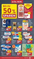 Gazetka promocyjna Aldi Nord - Von Montag - Gazetka - ważna od 20.04 do 20.04.2024 - strona 29 - produkty: actimel, arla, arla buko, Becher, Buko, danone, Edelsalami, eis, feta, frischkäse, gin, Heu, jacobs, kaffee, Käse, leckermäulchen, löslicher kaffee, lyoner, milch, milram, pflanze, pflanzen, Pflanzenöl, quark, Reibekäse, reis, Ria, salami, schinken, Ti, weihenstephan, Yo, ZTE