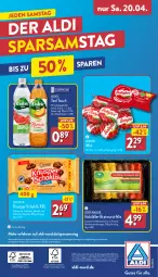 Gazetka promocyjna Aldi Nord - Von Montag - Gazetka - ważna od 20.04 do 20.04.2024 - strona 42 - produkty: aldi, auto, babybel, bratwurst, eis, elle, erfrischungsgetränk, flakes, flasche, getränk, gin, Holz, mac, magazin, mandel, mandeln, milch, papier, pralinen, reis, schoko, schokolade, tee, telefon, teller, Ti, tisch, vollmilch, volvic, wurst, ZTE, zucker