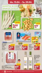 Gazetka promocyjna Aldi Nord - Von Montag - Gazetka - ważna od 20.04 do 20.04.2024 - strona 8 - produkty: aldi, aqua, aus der tiefkühlung, beutel, butter, cin, eis, elle, filet, filets, flasche, Frühkartoffeln, gin, hollandaise, kartoffel, kartoffeln, lachs, lachsfilet, lachsfilets, prosciutto, prosciutto crudo, reis, rezept, rezepte, rohschinken, sauce, sauce hollandaise, schinken, silvaner, spargel, spargelschinken, teller, Ti, tiefpreis, wein, Weißwein, ZTE