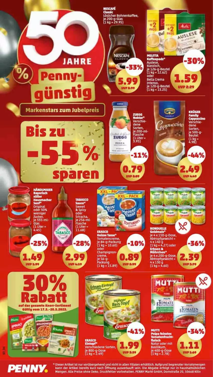 Aktueller Prospekt Penny - Prospekte - von 15.05 bis 20.05.2023 - strona 30 - produkty: bella crema, bohne, bohnen, bohnenkaffee, intenso, kaffee, knorr, löslicher bohnenkaffee, melitta, natur, Ti, ZTE