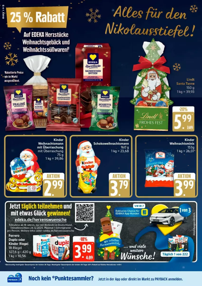 Aktueller Prospekt Edeka - Prospekte - von 01.12 bis 06.12.2025 - strona 4 - produkty: deka, duplo, ferrero, Kinder, payback, sana, schoko