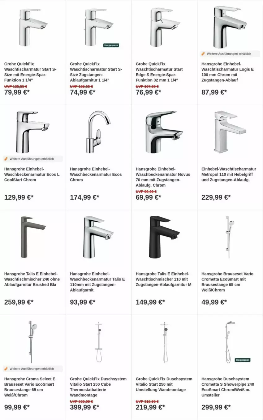 Aktueller Prospekt Obi - Prospekte - von 05.03 bis 13.03.2024 - strona 2 - produkty: armatur, batterie, brause, elle, garnitur, grohe, hansgrohe, LG, Metro, Mett, teller, thermostat, Ti, tisch, vita, waschbecken, waschtisch, waschtischarmatur