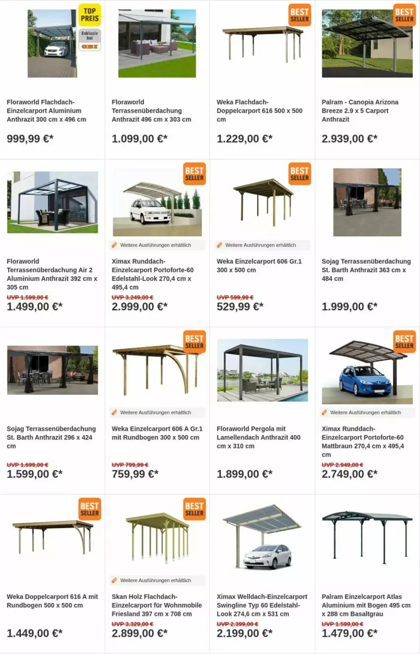 Aktueller Prospekt Obi - Prospekte - von 05.03 bis 13.03.2024 - strona 3 - produkty: braun, bree, Carport, edelstahl, elle, Holz, soja, Terrassenüberdachung, weka