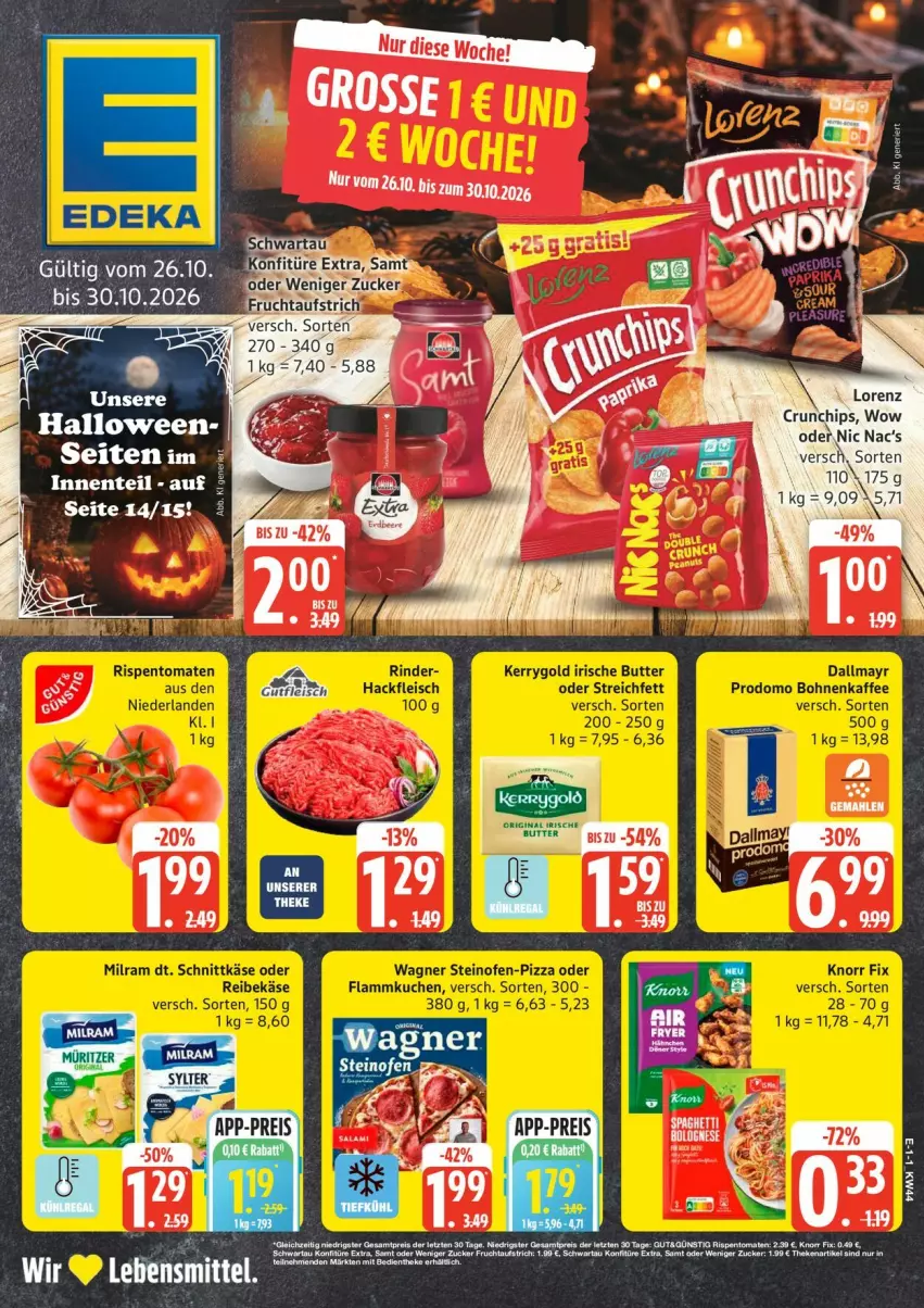 Aktueller Prospekt Edeka - Prospekte - von 26.10 bis 31.10.2026 - strona 1 - produkty: chips, crunchips, eis, ente, lebensmittel, reis