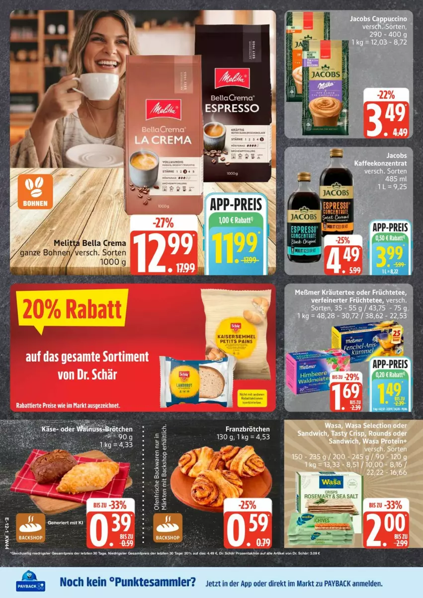 Aktueller Prospekt Edeka - Prospekte - von 26.10 bis 31.10.2026 - strona 18 - produkty: bellacrema, brötchen, eis, espresso, Kaiser, Kaisersemmel, payback, reis, Semmel, tesa, Ti, ZTE
