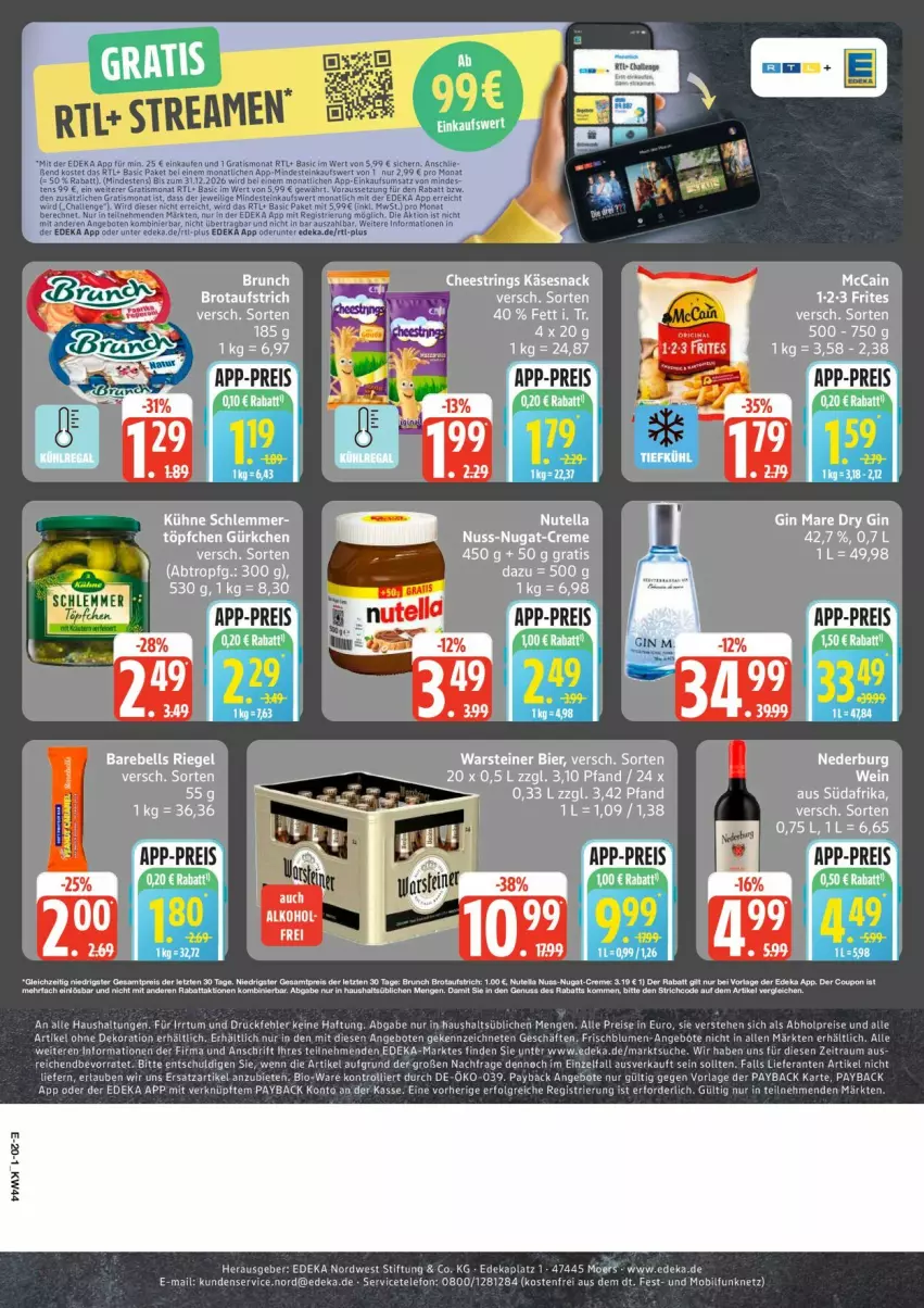Aktueller Prospekt Edeka - Prospekte - von 26.10 bis 31.10.2026 - strona 26 - produkty: ACC, angebot, angebote, bio, blume, blumen, creme, deka, dekoration, dry gin, eier, eis, gin, gin mare, Käse, knorr, Kühne, LG, lion, nuk, nuss, nuss-nugat-creme, nutella, payback, rebell, reis, riegel, rind, rinder, ring, snack, String, telefon, Ti, trolli, Yo