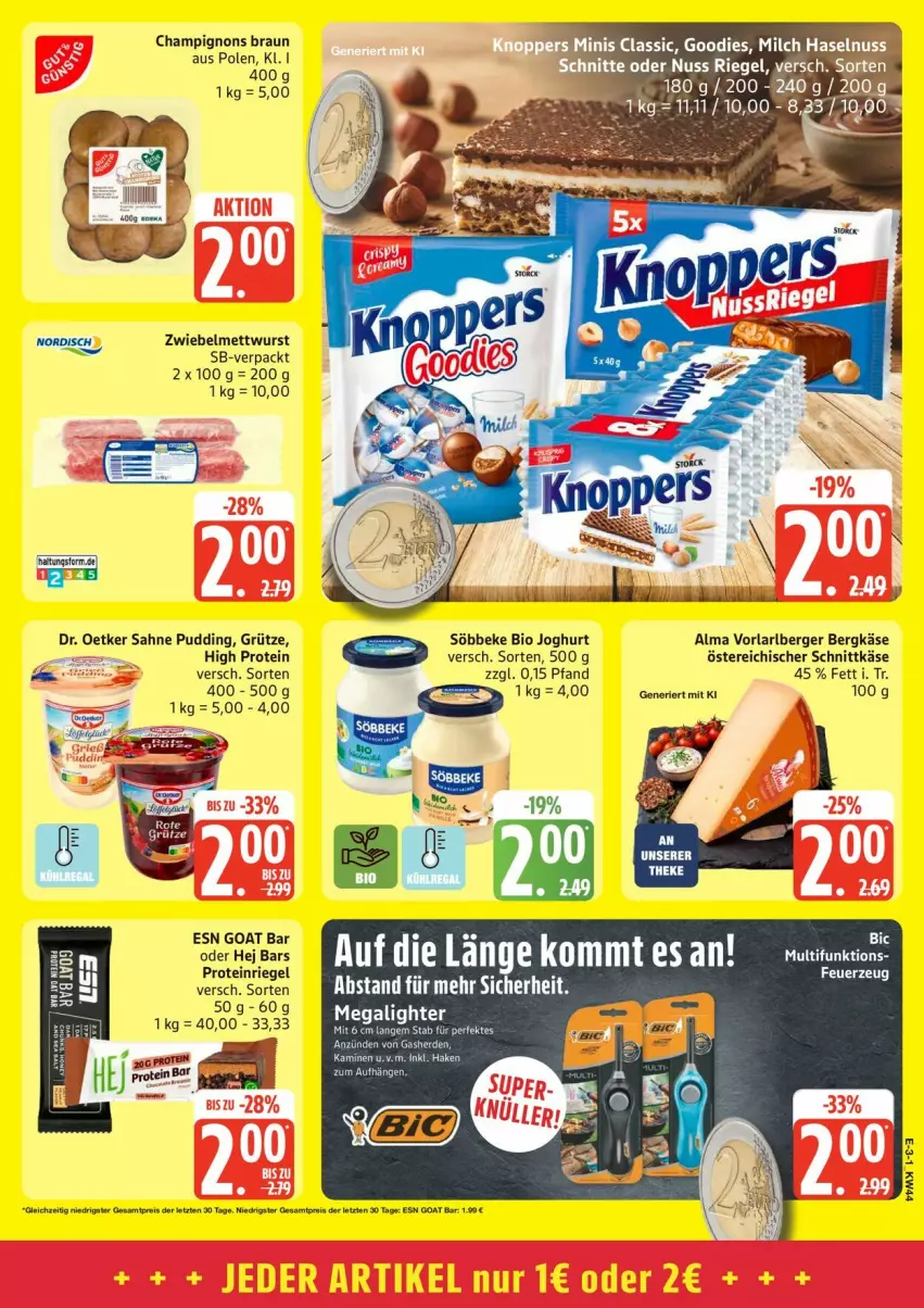 Aktueller Prospekt Edeka - Prospekte - von 26.10 bis 31.10.2026 - strona 3 - produkty: Berger, Bergkäse, bio, braun, champignon, champignons, champignons braun, Dr. Oetker, eis, grütze, joghur, joghurt, Kamin, Käse, Mett, mettwurst, nuss, pudding, reis, riegel, sahne, schnittkäse, söbbeke, Ti, wurst, ZTE, zwiebel, zwiebelmettwurst