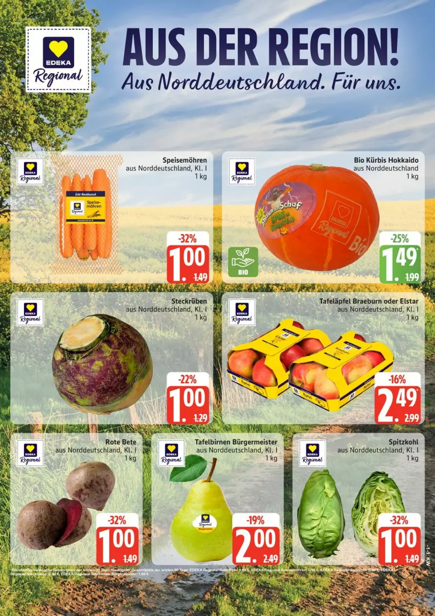 Aktueller Prospekt Edeka - Prospekte - von 26.10 bis 31.10.2026 - strona 5 - produkty: bio, Birnen, eis, Germ, Kürbis, Meister, möhren, speisemöhren, spitzkohl, tafeläpfel, tafelbirnen