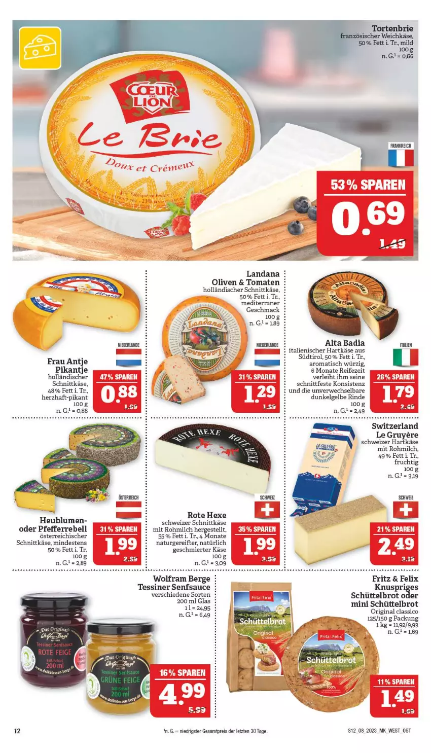 Aktueller Prospekt Marktkauf - Prospekt - von 19.02 bis 25.02.2023 - strona 12 - produkty: Bad, blume, blumen, brot, classico, eis, felix, frau antje, fritz, frucht, gin, hartkäse, Heu, holländischer schnittkäse, italienischer hartkäse, Käse, LG, mac, milch, natur, olive, oliven, pfeffer, rebell, reis, rind, rwe, sauce, schnittkäse, schweizer hartkäse, schweizer schnittkäse, senf, Ti, tisch, tomate, tomaten, ZTE