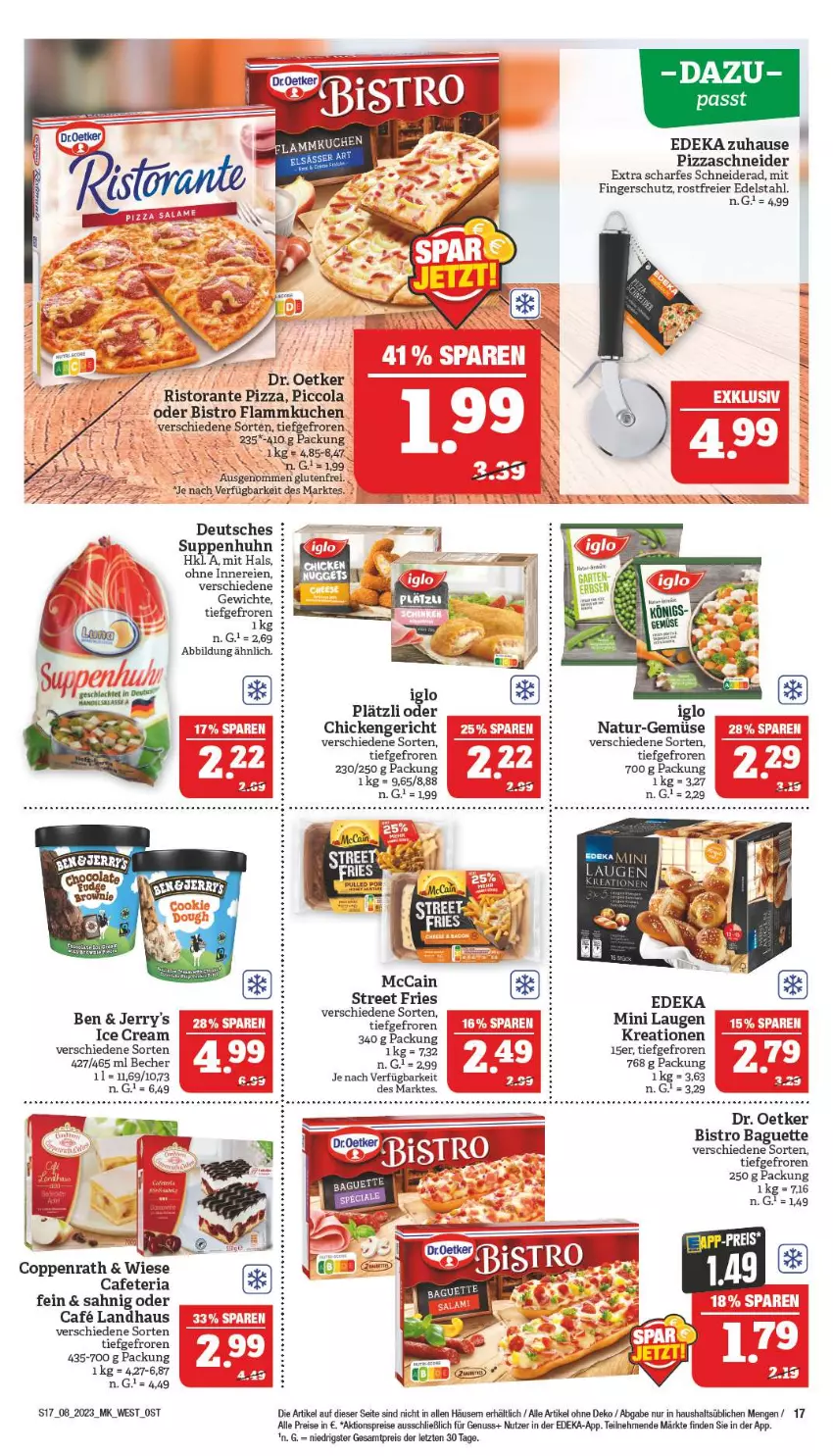 Aktueller Prospekt Marktkauf - Prospekt - von 19.02 bis 25.02.2023 - strona 17 - produkty: aktionspreis, baguette, Bistro Baguette, cola, coppenrath, deka, Dr. Oetker, edelstahl, eier, eis, flammkuchen, kuchen, lamm, mccain, natur, nuss, pizza, reis, Ria, ristorante, ristorante pizza, suppe, suppen, Suppenhuhn, tee, Ti, ZTE