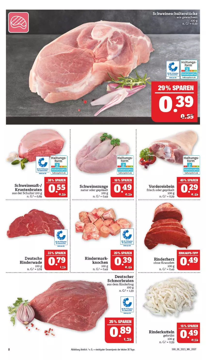 Aktueller Prospekt Marktkauf - Prospekt - von 19.02 bis 25.02.2023 - strona 8 - produkty: braten, eis, Kranz, krustenbraten, natur, reis, rind, rinder, saft, schmorbraten, schwein, schweine, Schweinezunge, wein, weine, ZTE