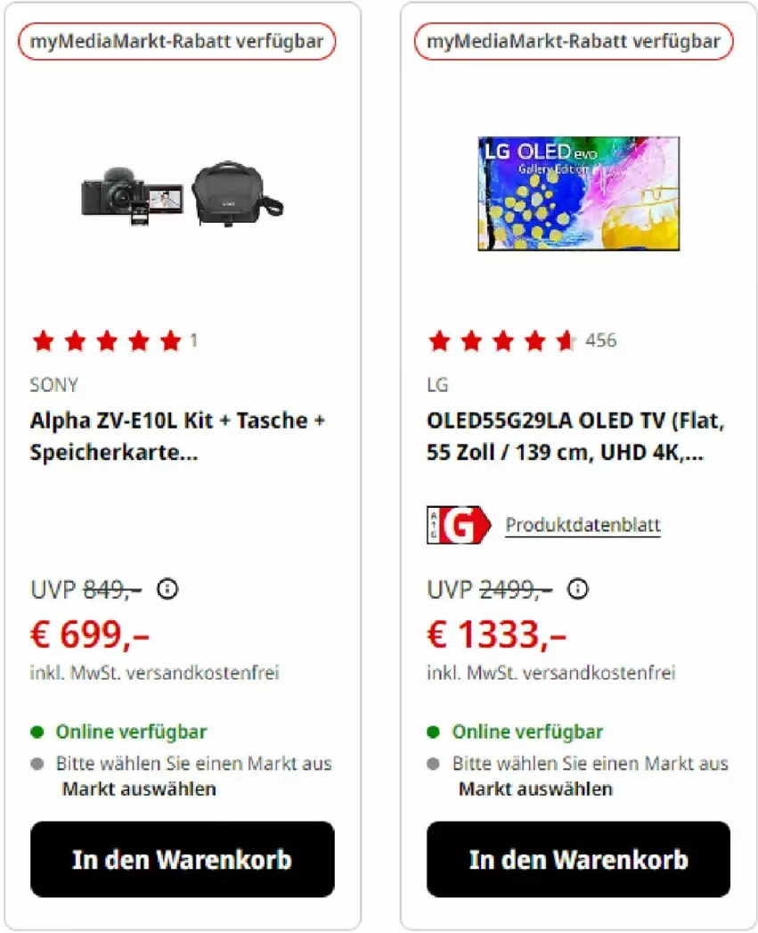 Aktueller Prospekt Media Markt - Prospekte - von 01.10 bis 31.10.2023 - strona 4 - produkty: korb, led tv, LG, mediamarkt, ndk, oled tv, sony, speicherkarte, Tasche, uhd, uhr, versandkostenfrei