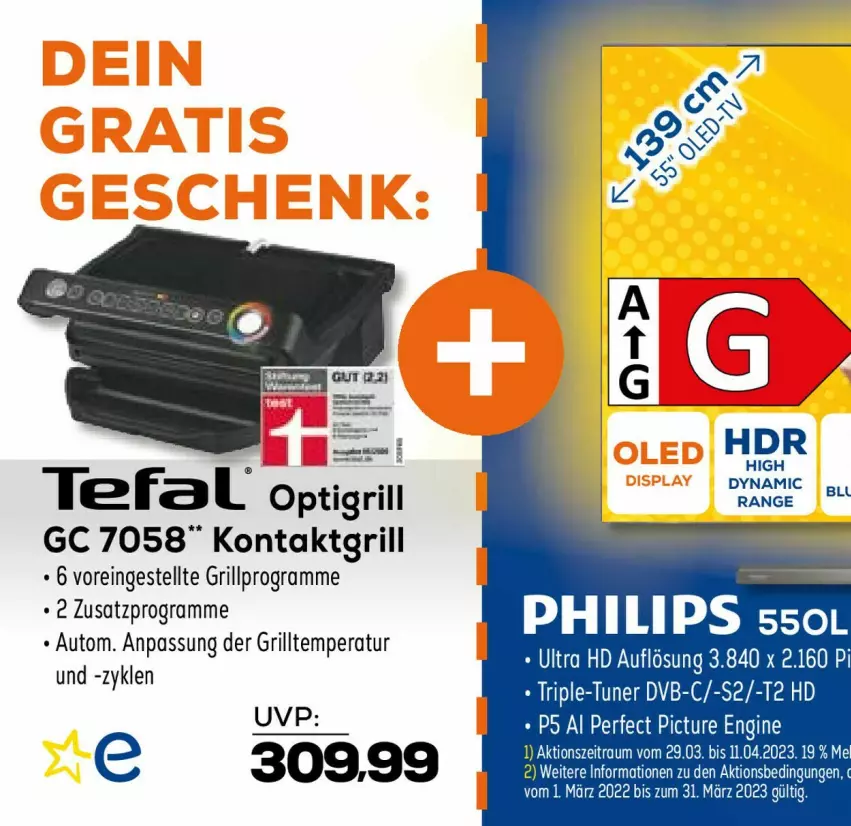 Aktueller Prospekt Euronics - Prospekte - von 29.03 bis 05.04.2023 - strona 3 - produkty: auto, dvb, gin, grill, kontaktgrill, Philips, tefal, Ti, tuner