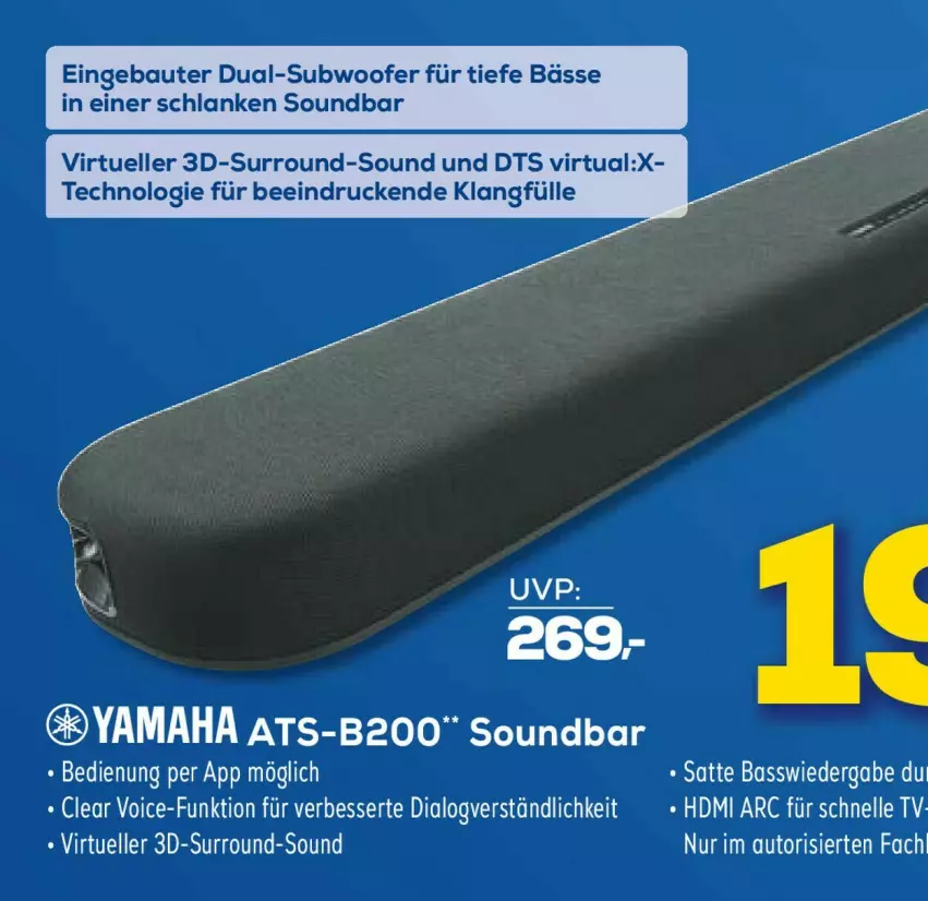 Aktueller Prospekt Euronics - Prospekte - von 29.03 bis 05.04.2023 - strona 77 - produkty: Bau, elle, HDMI, soundbar, Subwoofer, Ti, Yamaha