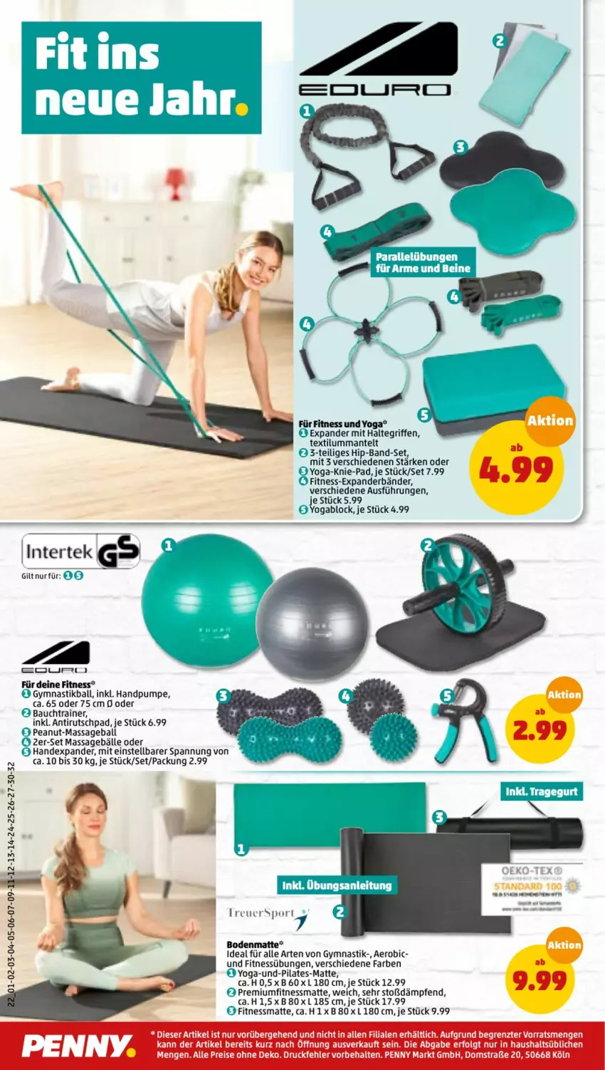 Aktueller Prospekt Penny - Prospekte - von 03.01 bis 08.01.2022 - strona 22 - produkty: asti, ball, Bau, Fitness und Yoga, HP, intertek, Mantel, Sport, Ti, Yo