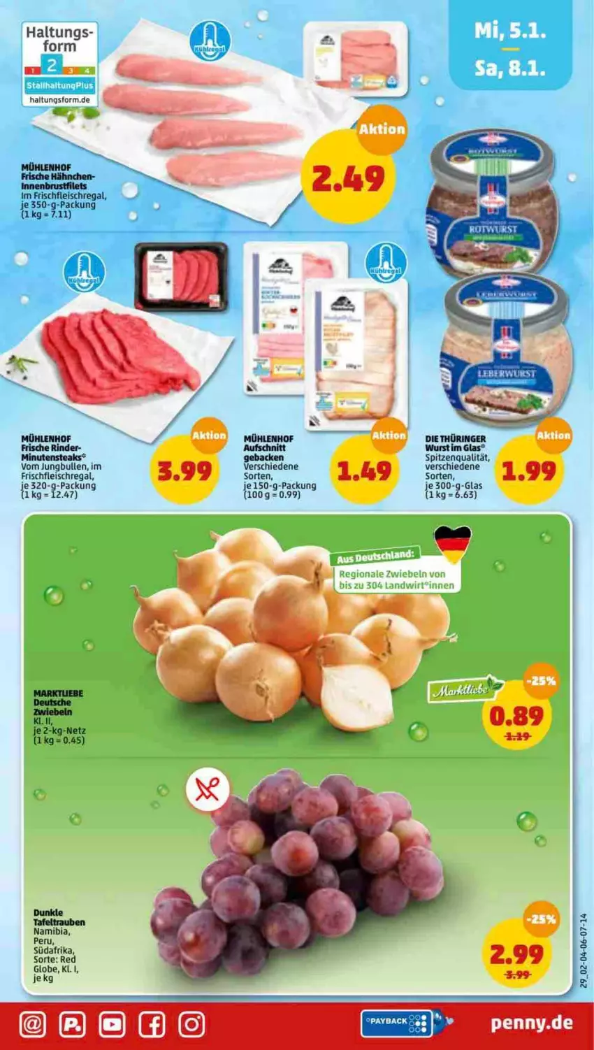 Aktueller Prospekt Penny - Prospekte - von 03.01 bis 08.01.2022 - strona 29 - produkty: aufschnitt, eis, fleisch, geback, jungbullen, minutensteaks, regal, rind, rinder, ring, spitzenqualität, steak, steaks, wurst, zwiebel, zwiebeln