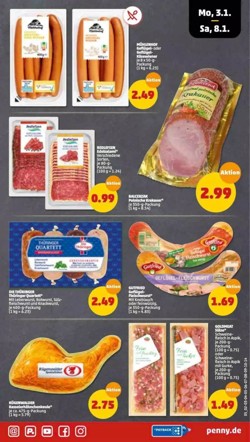 Aktueller Prospekt Penny - Prospekte - von 03.01 bis 08.01.2022 - strona 5 - produkty: auer, gurke, knoblauch, krakauer, leberwurst, mit knoblauch, ring, Rotwurst, schwein, schweine, Ti, wein, weine, wurst