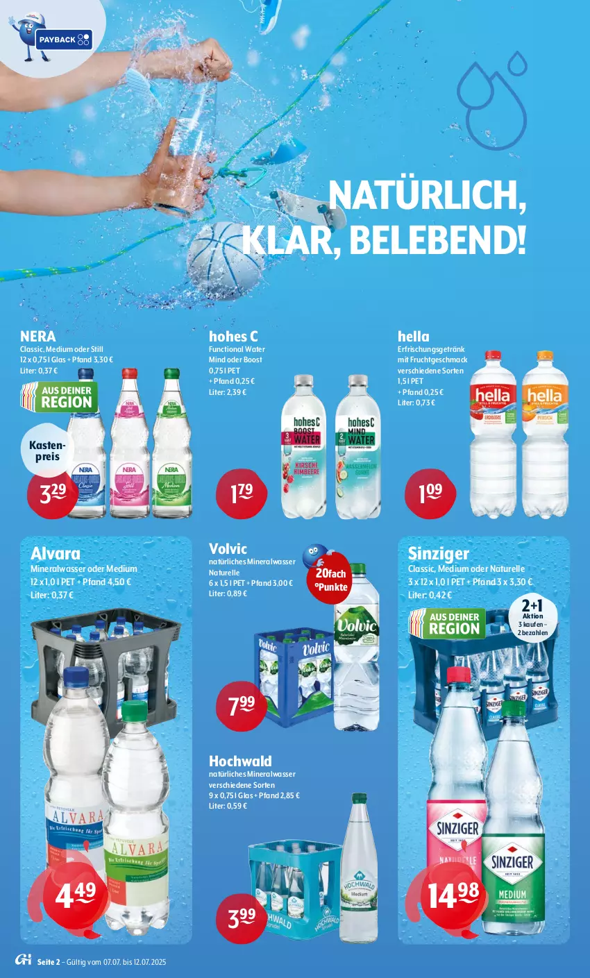 Aktueller Prospekt Getraenke Hoffmann - Prospekte - von 07.07 bis 12.07.2025 - strona 2 - produkty: Alwa, eis, elle, erfrischungsgetränk, frucht, getränk, hella, hochwald, Hohes C, mac, mineralwasser, mit frucht, natur, natürliches mineralwasser, reis, rel, Ti, volvic, volvic natürliches, wasser