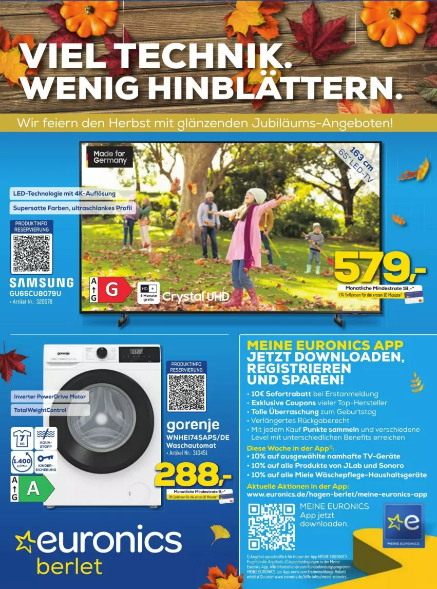 Aktueller Prospekt Euronics - Prospekte - von 14.10 bis 20.10.2024 - strona 1 - produkty: auto, Germ, gorenje, linsen, Ti