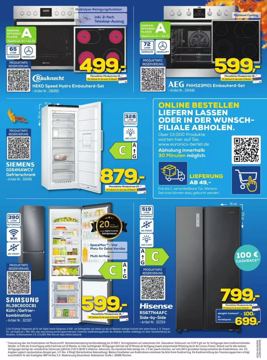 Aktueller Prospekt Euronics - Prospekte - von 14.10 bis 20.10.2024 - strona 13 - produkty: Bau, buch, einbauherd, einbauherd-set, elle, ente, hisense, Reinigung, siemens, spee, tee, Teleskop, Ti