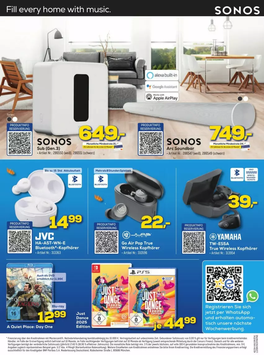 Aktueller Prospekt Euronics - Prospekte - von 14.10 bis 20.10.2024 - strona 7 - produkty: akku, consors finanz, dvd, eimer, eis, LG, mastercard, Sonos, soundbar, Ti