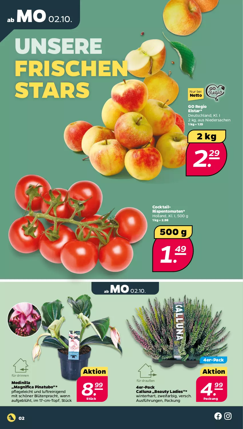 Aktueller Prospekt Netto - Woche 40 - von 02.10 bis 07.10.2023 - strona 2 - produkty: Blüte, cocktail, rispentomaten, sac, Ti, tomate, tomaten, topf