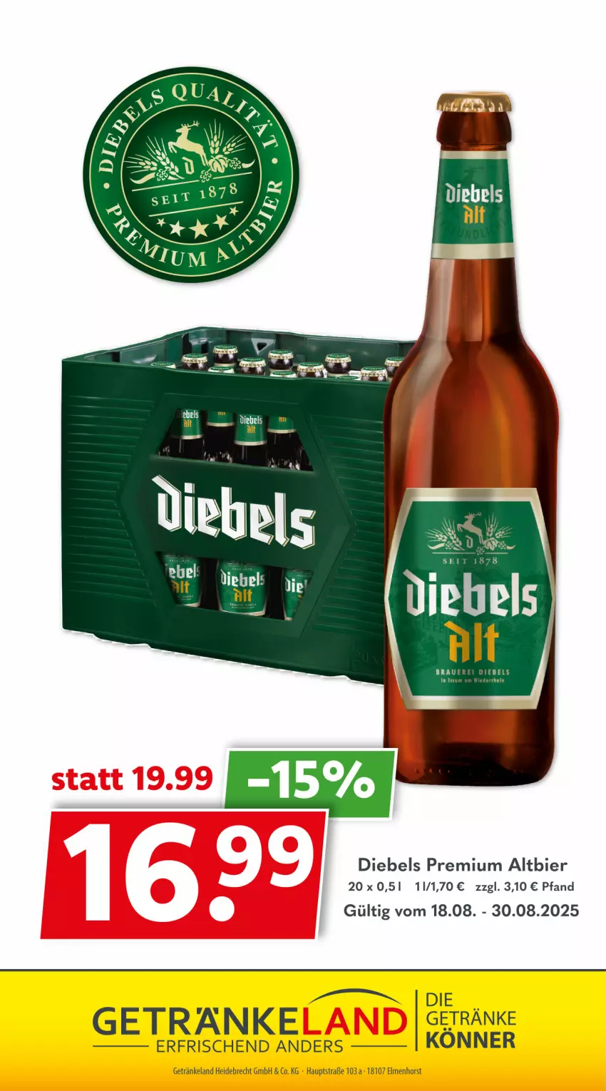Aktueller Prospekt Getraenkeland - von 17.08 bis 29.08.2025 - strona 12 - produkty: auer, bier, diebels, Elan, getränk, getränke, Ti