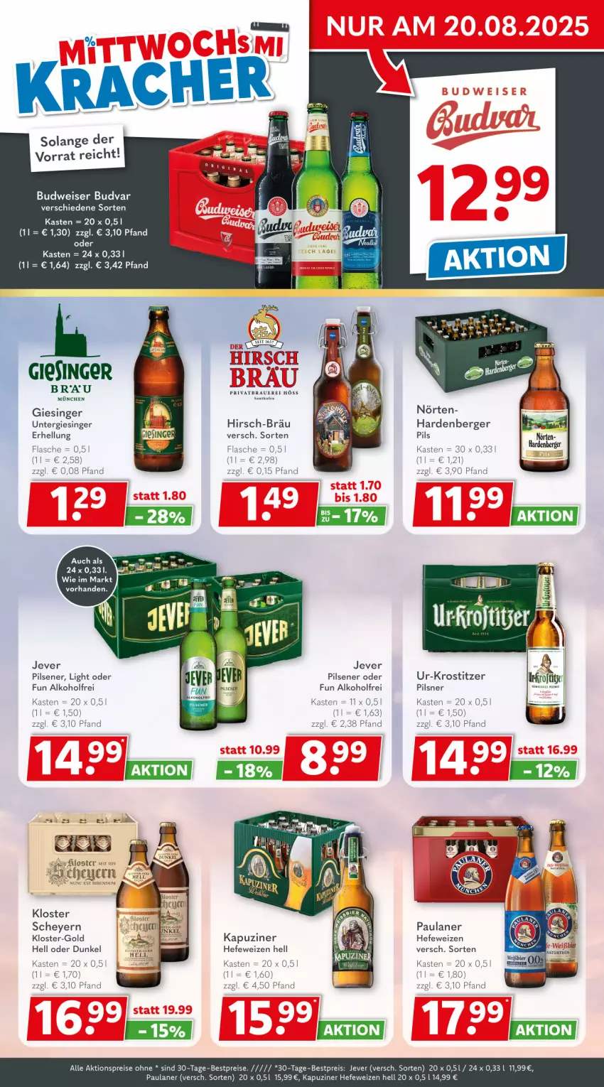 Aktueller Prospekt Getraenkeland - von 17.08 bis 29.08.2025 - strona 2 - produkty: aktionspreis, alkohol, auer, Berger, bestpreis, bestpreise, budweiser, eis, flasche, Hefe, hefeweizen, jever, jever pilsener, Paula, paulaner, pils, pilsener, pilsner, reis, Ti