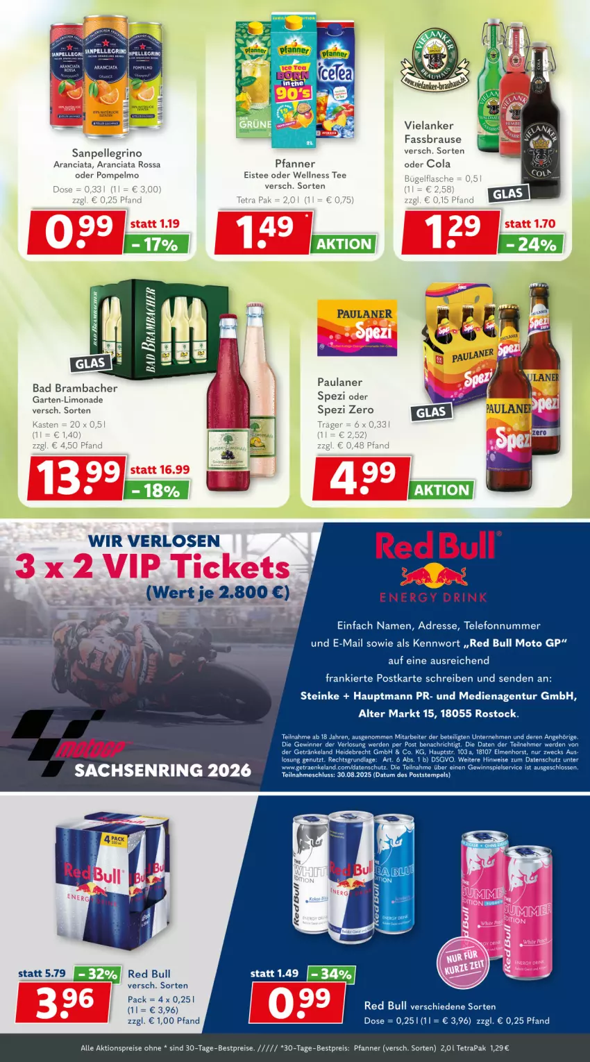 Aktueller Prospekt Getraenkeland - von 17.08 bis 29.08.2025 - strona 7 - produkty: aktionspreis, Bad, bestpreis, bestpreise, brause, cola, drink, eis, eistee, Elan, energy drink, erde, fassbrause, Garten, getränk, getränke, gewinnspiel, LG, limo, limonade, Paula, paulaner, pfanne, Pfanner, red bull, reis, ring, Spezi, tee, telefon, Ti, weck