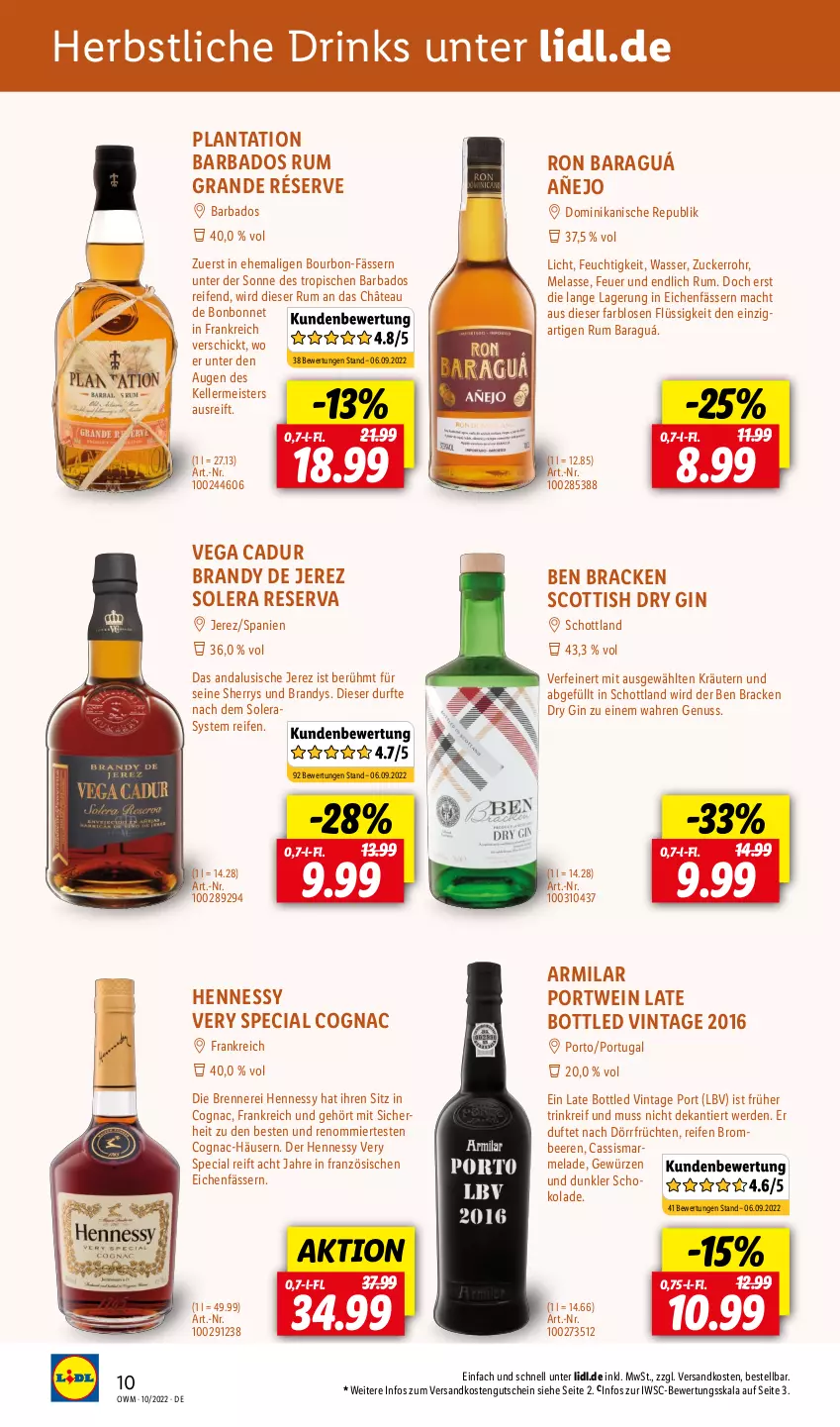 Aktueller Prospekt Lidl - Beste Weine für jeden Anlass - von 01.10 bis 31.10.2022 - strona 10 - produkty: Bad, beere, beeren, bourbon, brombeere, brombeeren, cassis, Cognac, deka, drink, drinks, dry gin, eis, elle, erde, früchte, früchten, gewürz, gin, gutschein, kräuter, kräutern, mac, marmelade, Meister, ndk, nuss, Portwein, reifen, rum, schoko, schokolade, schott, Ti, wasser, wein, zucker