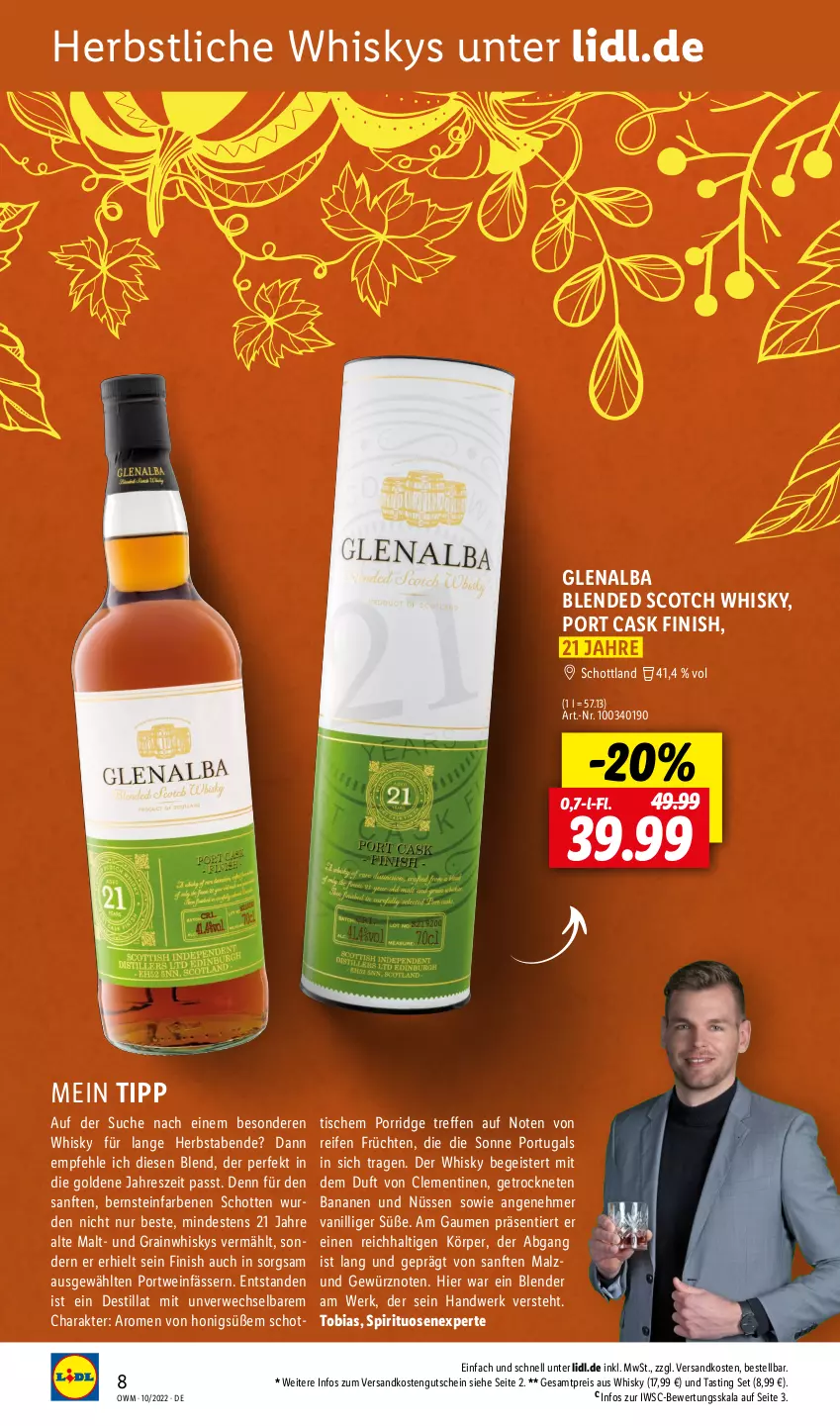 Aktueller Prospekt Lidl - Beste Weine für jeden Anlass - von 01.10 bis 31.10.2022 - strona 8 - produkty: asti, banane, bananen, blended scotch, blended scotch whisky, Blender, clementinen, eis, Finish, früchte, früchten, gewürz, gutschein, honig, malz, ndk, porridge, Portwein, reifen, reis, rwe, schott, scotch, scotch whisky, spirituosen, Ti, tisch, wein, whisky