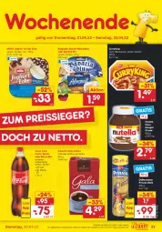 Gazetka promocyjna Netto Marken-Discount - Filial-Angebote - Gazetka - ważna od 23.04 do 23.04.2022 - strona 33 - produkty: angebot, bavaria blu, bergader, bockwurst, coca-cola, cola, creme, curry, debeukelaer, eduscho, eis, fanta, joghur, joghurt, joghurt mit der ecke, kaffee, Käse, Mezzo Mix, Müller, nougat creme, nuss, nutella, prinzen rolle, Ria, sprite, Ti, weichkäse, wurst, ZTE