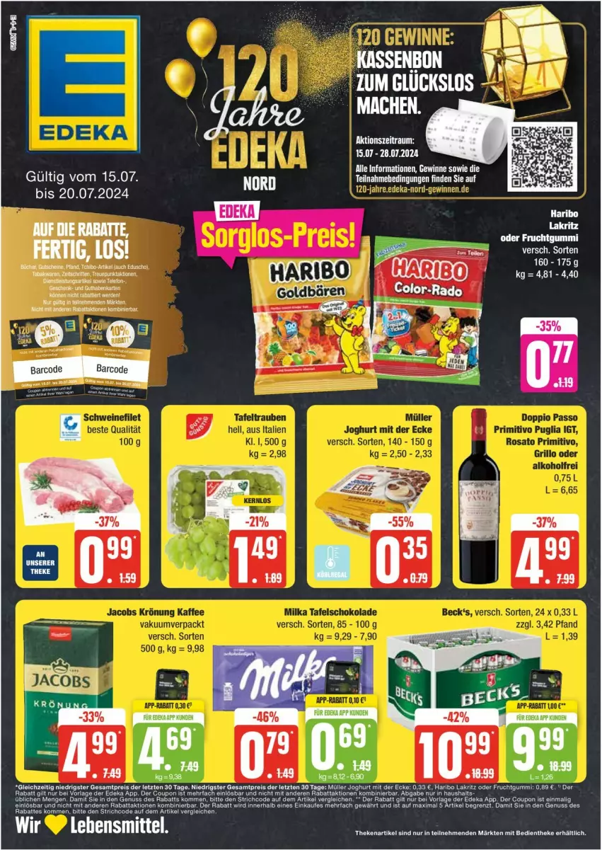 Aktueller Prospekt Edeka - Prospekte - von 15.07 bis 20.07.2024 - strona 1 - produkty: deka, haribo, lebensmittel, tee, Ti, ZTE